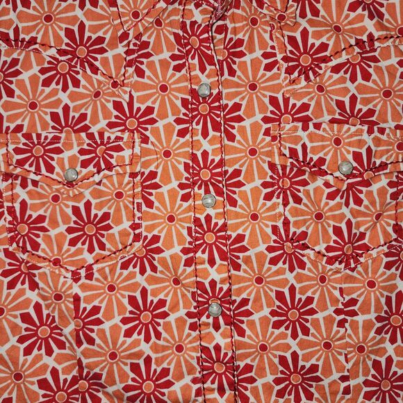 Roper Orange & Red Floral Button Down Western Shirt Size XS - Picture 8 of 8